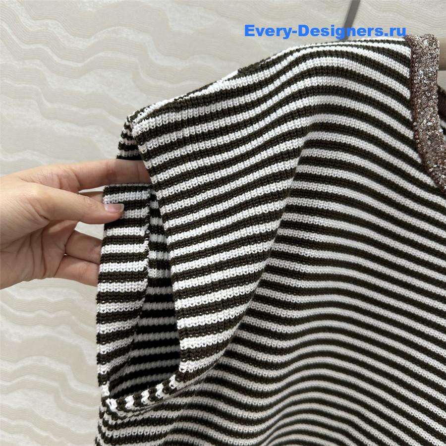 BC Embellished Striped Cotton Sweater Top