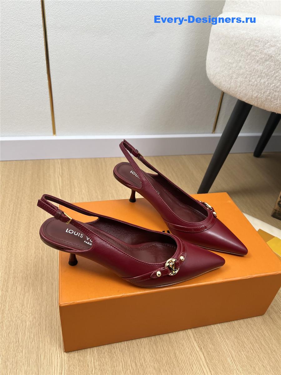 l0vis Vvtt0n archlight slingback pumps in burgundy