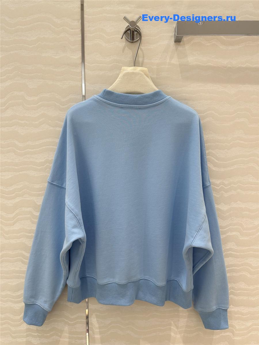 Gvc*1 embroidered blue cotton jersey sweatshirt