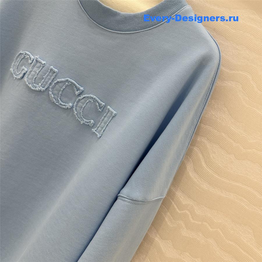 Gvc*1 embroidered blue cotton jersey sweatshirt