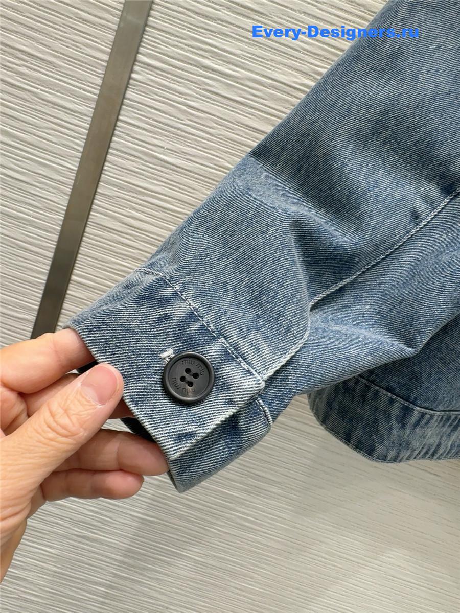 Miu Miu Logo Denim Hooded Jacket
