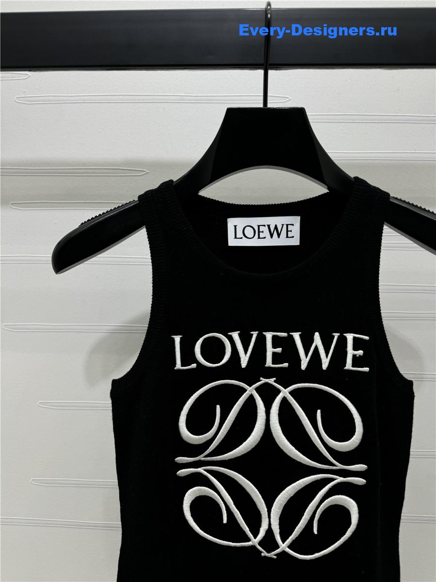 L0ew* embroidered knitted vest black