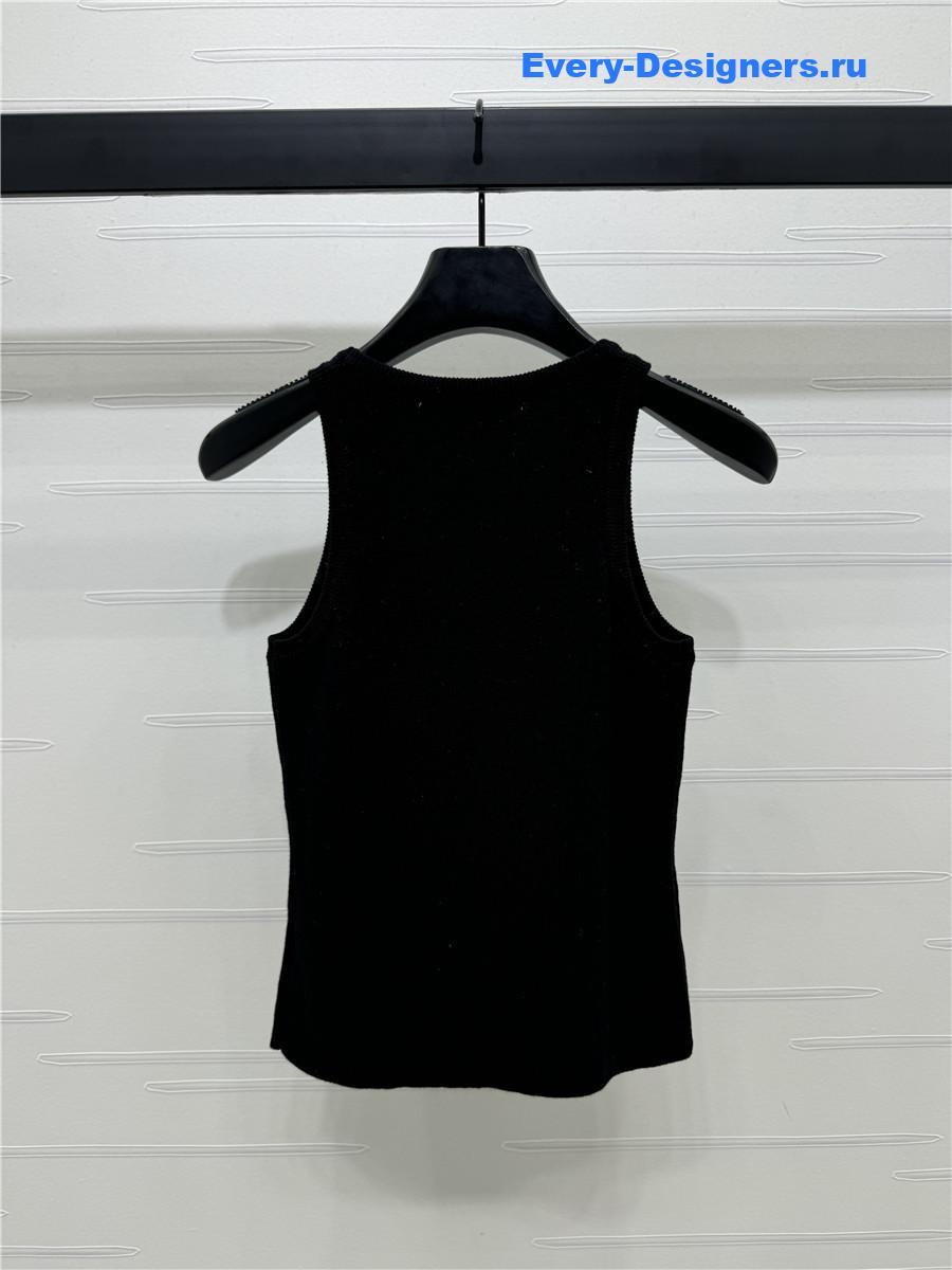 L0ew* embroidered knitted vest black