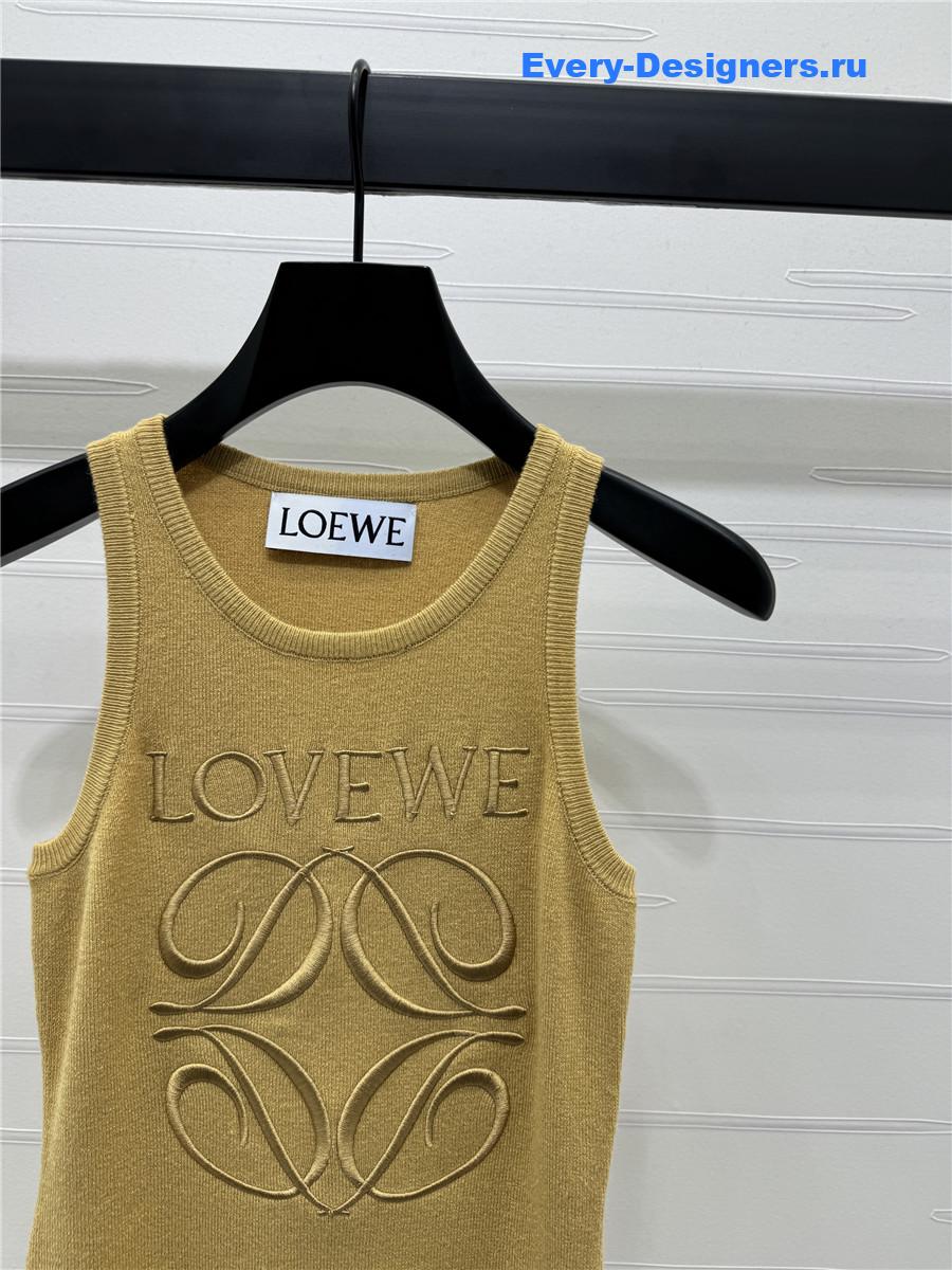 L0ew* embroidered knitted vest brown