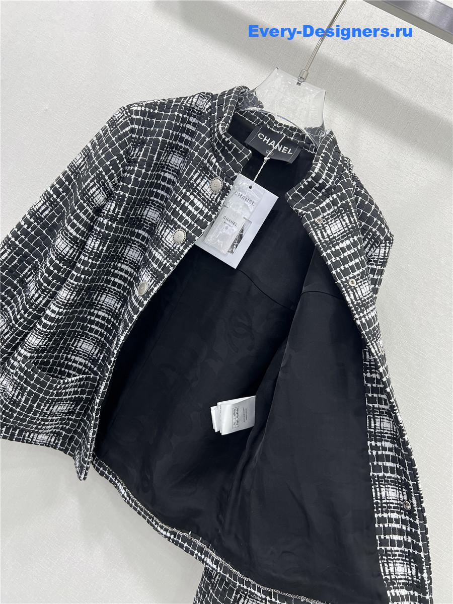 Ch**el tweed stand collar jacket