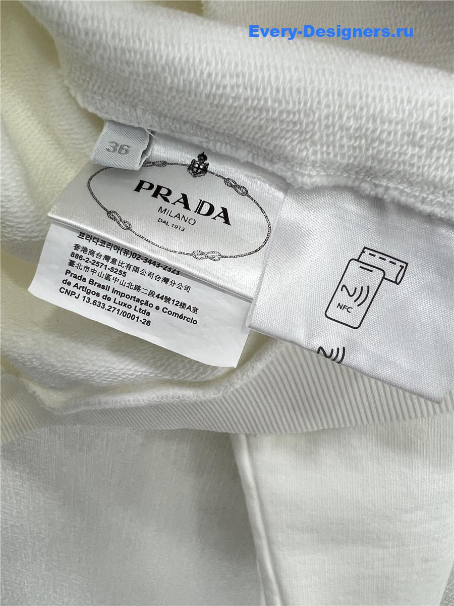 Pra*a white logo hoodie