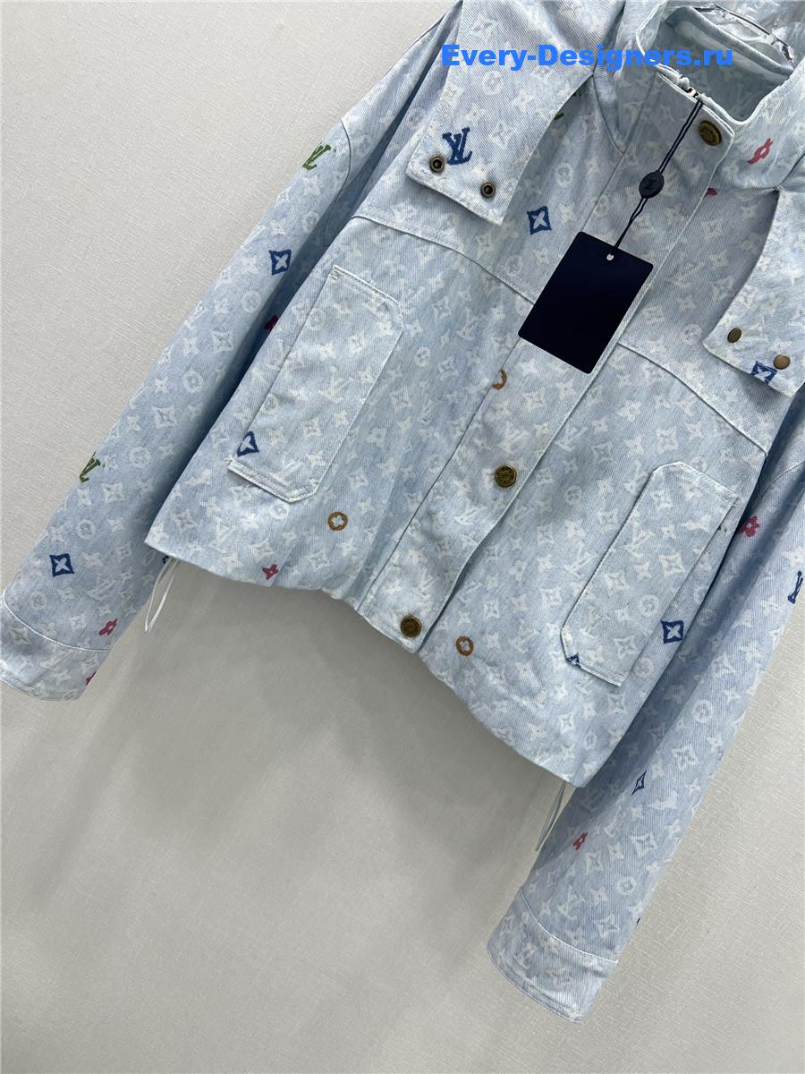 l0vis Vvtt0n monogram hooded denim jacket