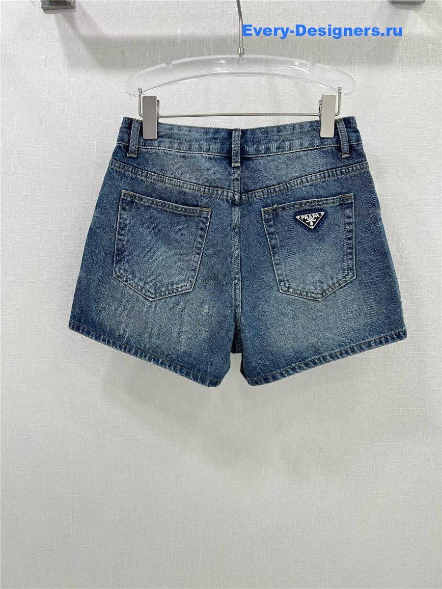 Pra*a high waist washed denim shorts