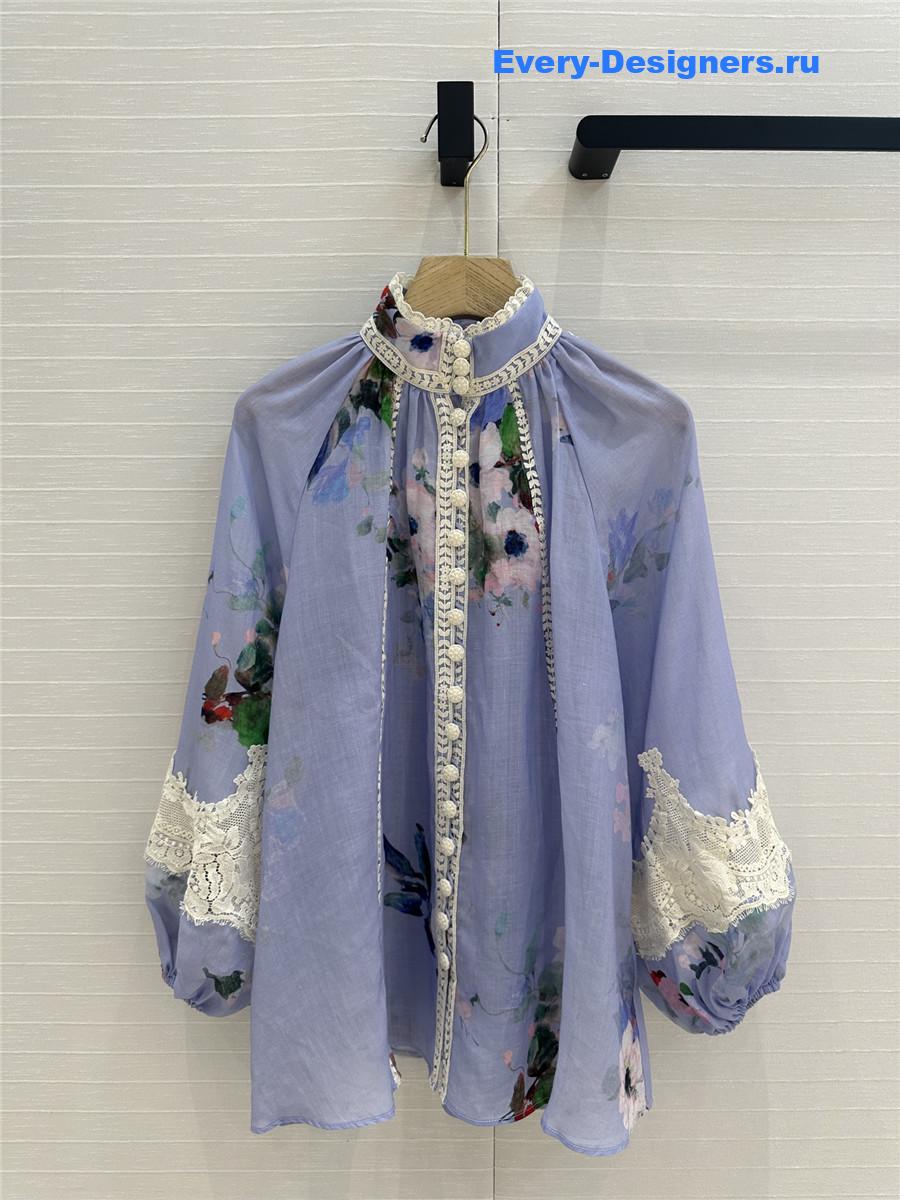 Zimm Ramie Lace Trims Everly Blouse