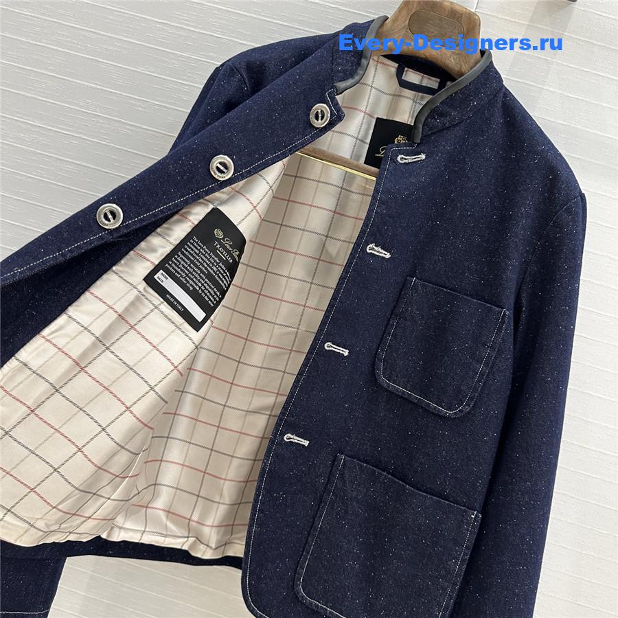 L0r0 P1ana dark blue stand collar denim jacket