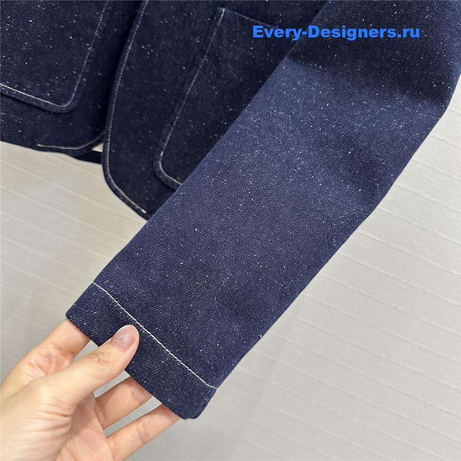 L0r0 P1ana dark blue stand collar denim jacket