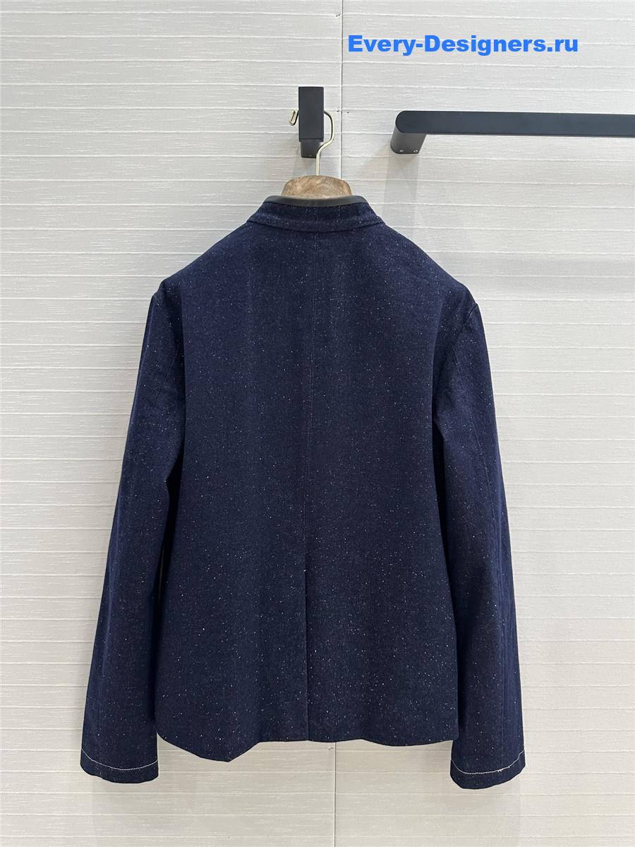 L0r0 P1ana dark blue stand collar denim jacket