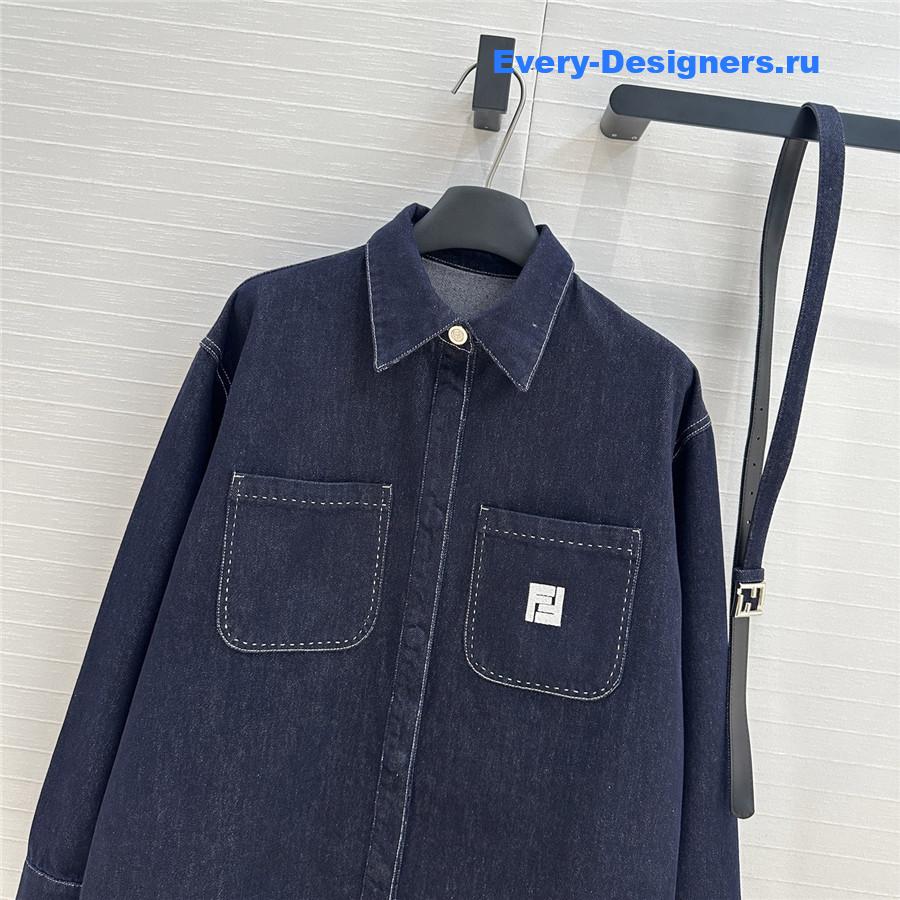 F**di blue lapel jacket denim coat