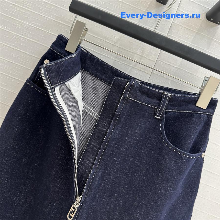 F**di blue denim long skirt