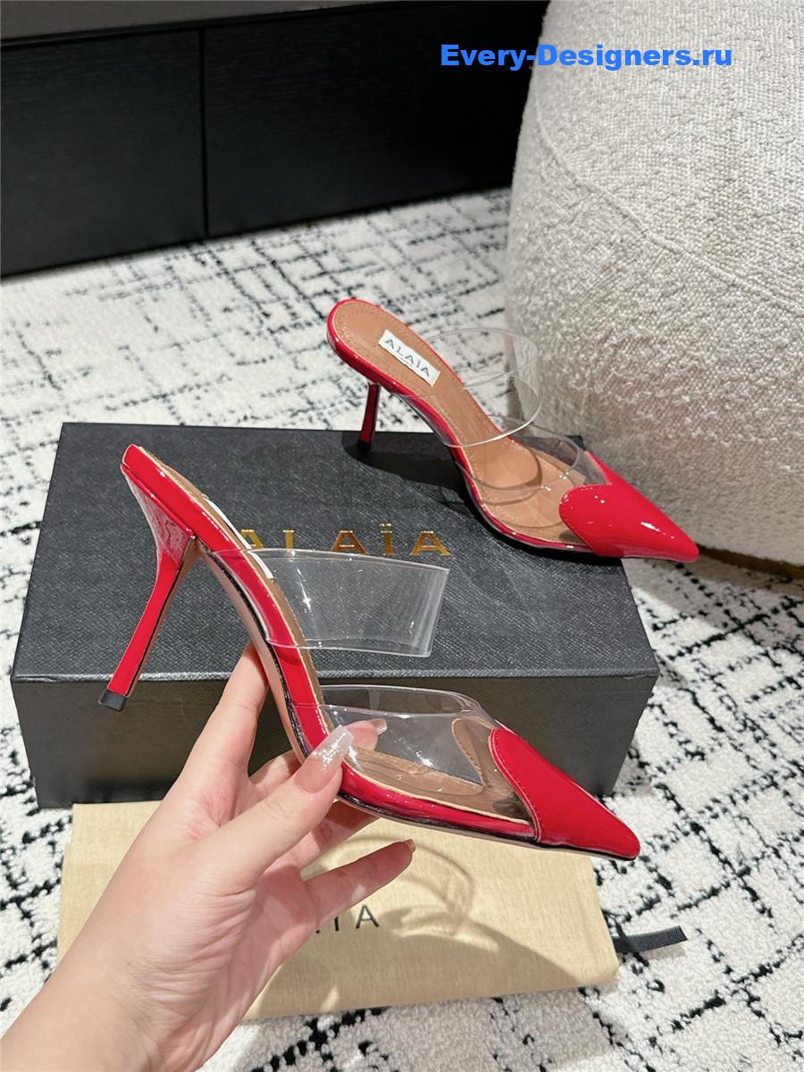 Alaia Cœur Red Patent Leather and PU Mules