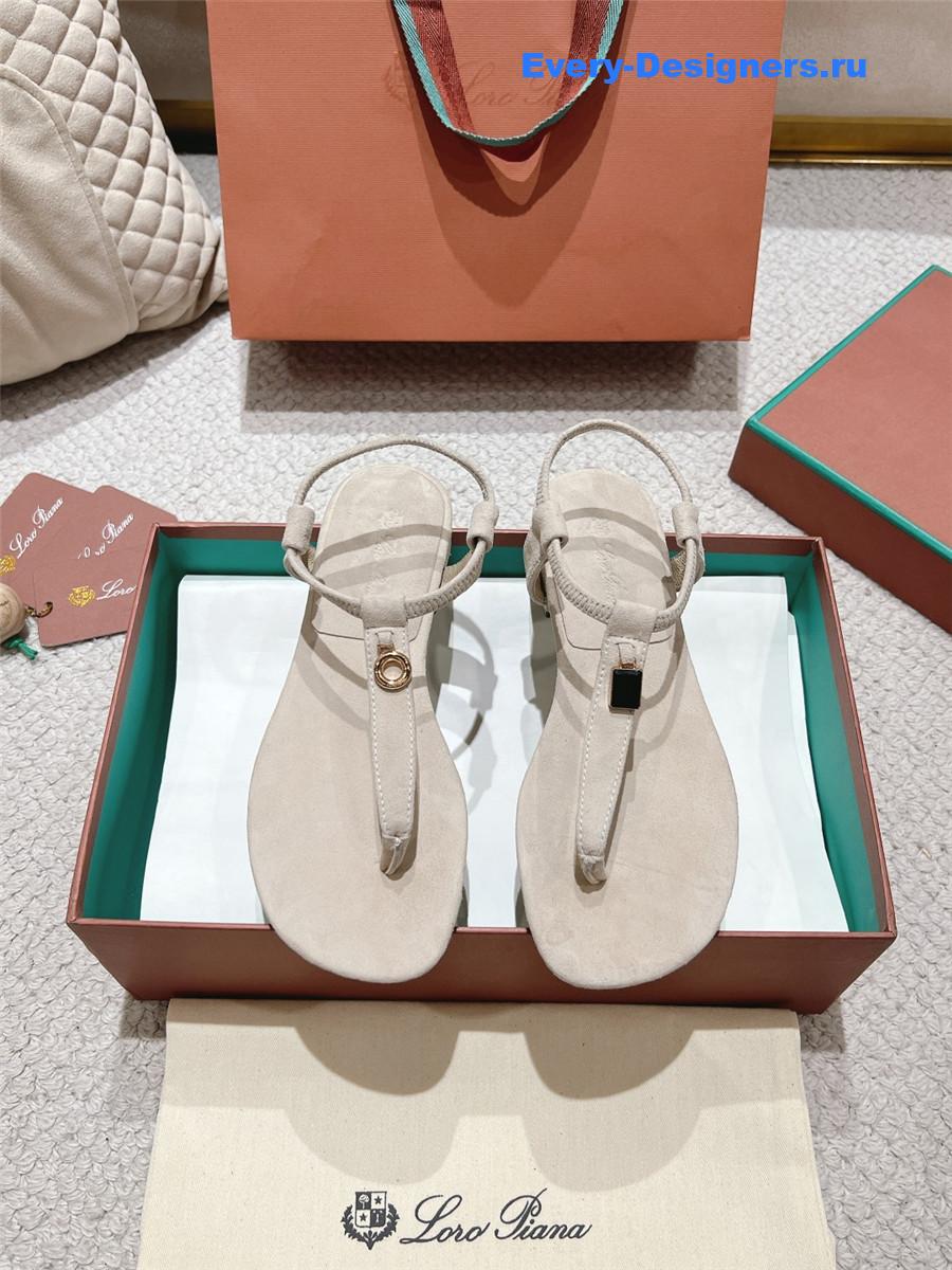 L0r0 P1ana gray leather mindil sandal