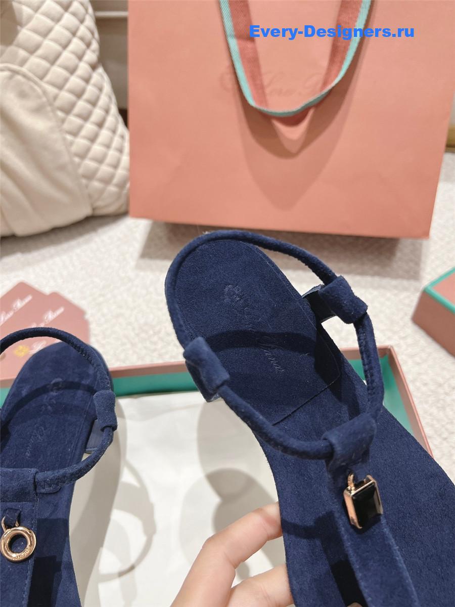 L0r0 P1ana navy blue leather sandals