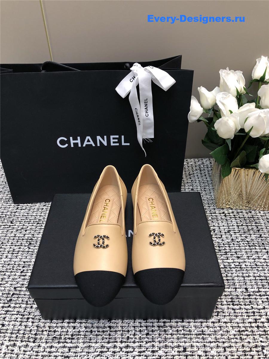 Ch**el silk lambskin cc logo flat loafers