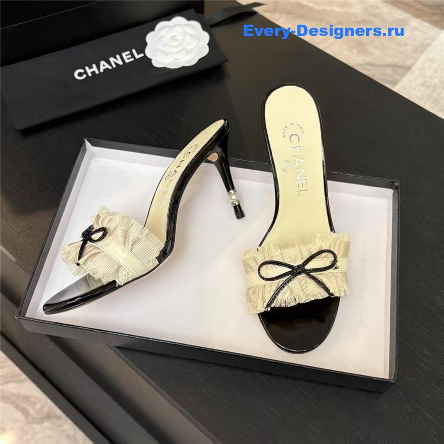 Ch**el frill bow logo heels