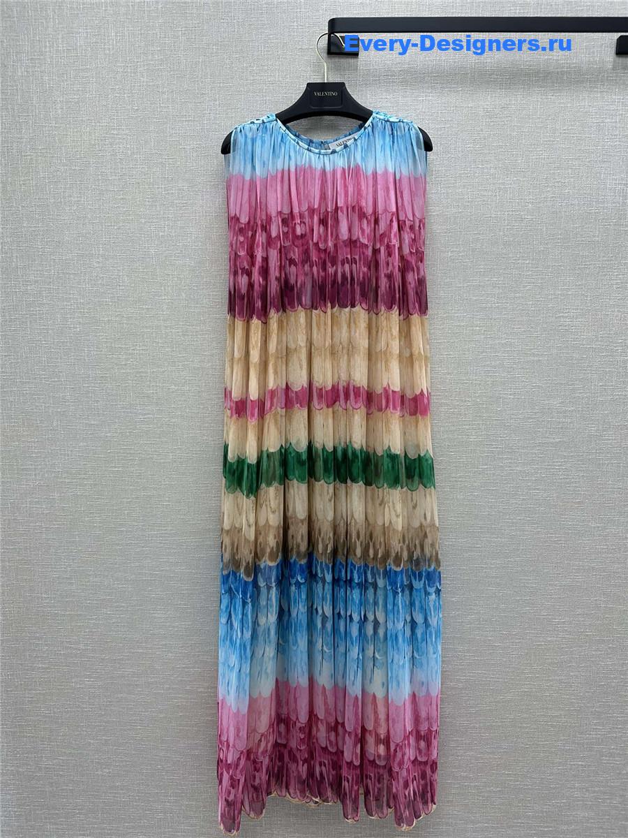 Va1e*ntin0 garavani multicolor rainbow silk dress