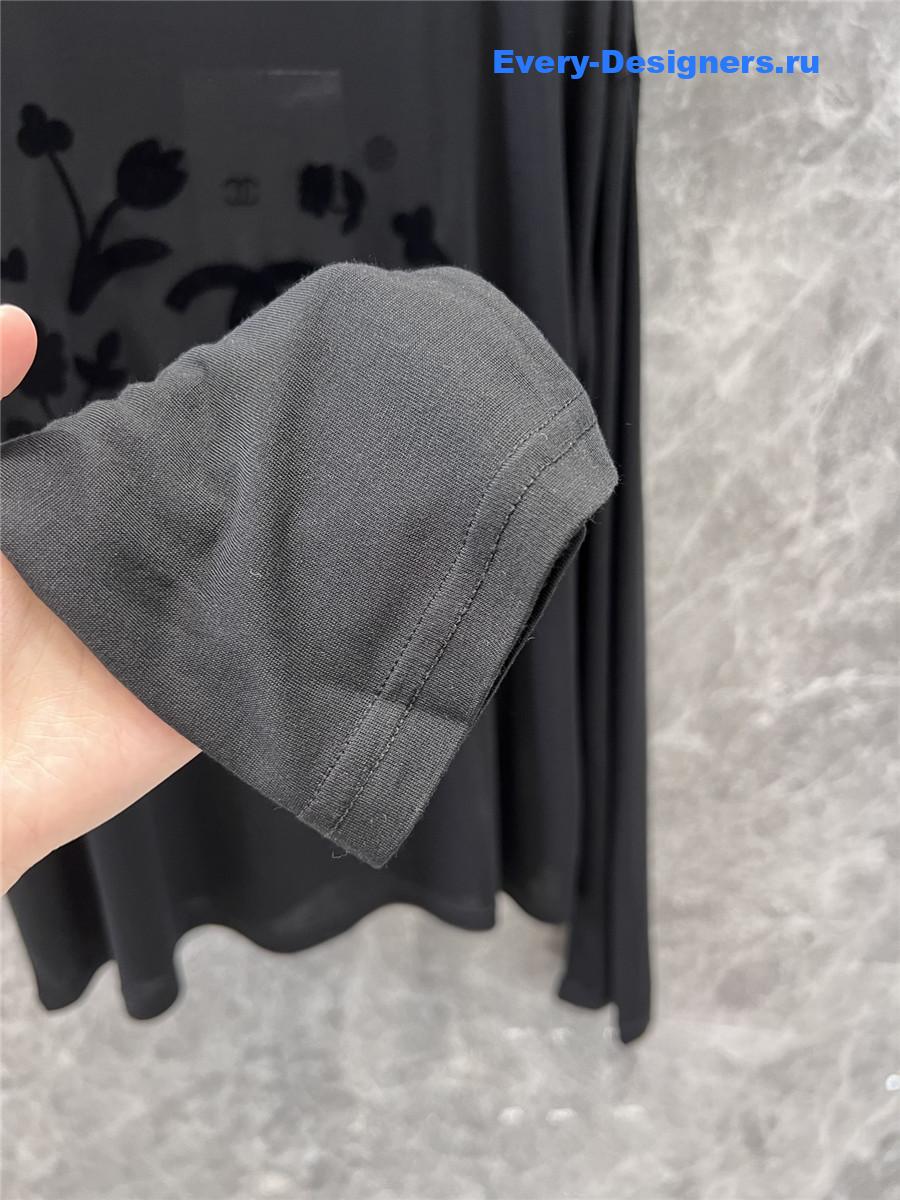Ch**el logo print long sleeve top black