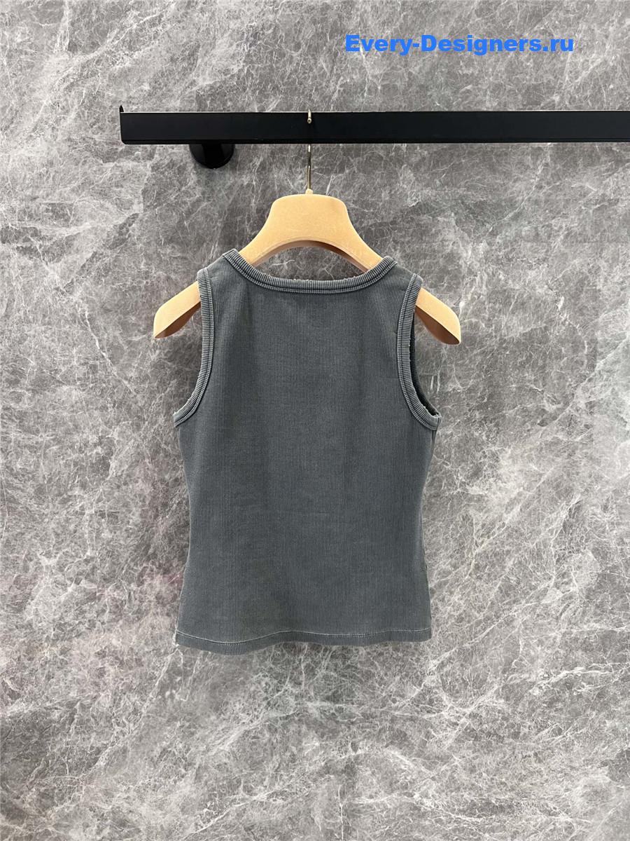 Miu Miu Rhinestone Beaded Logo Vest