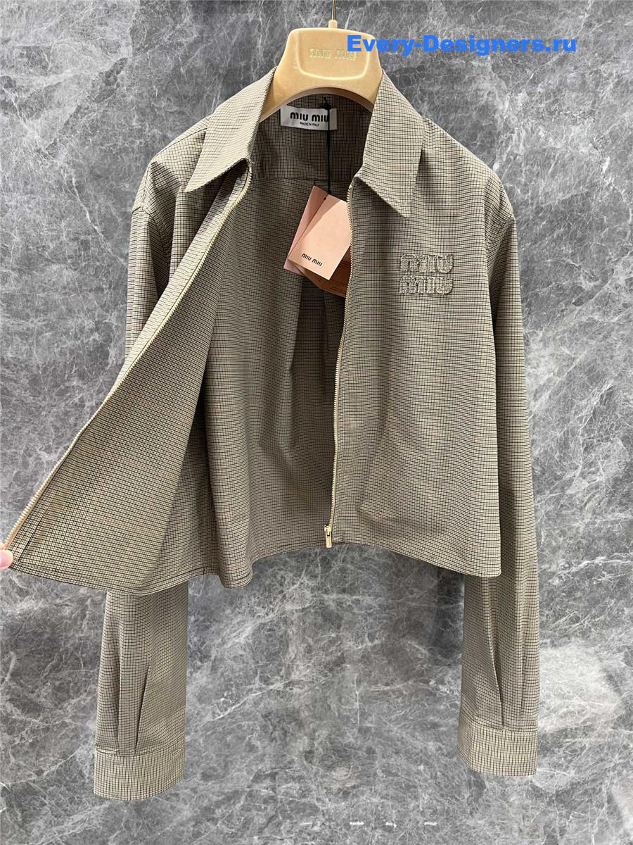 Miu Miu Olive Green Technical Check Shirt