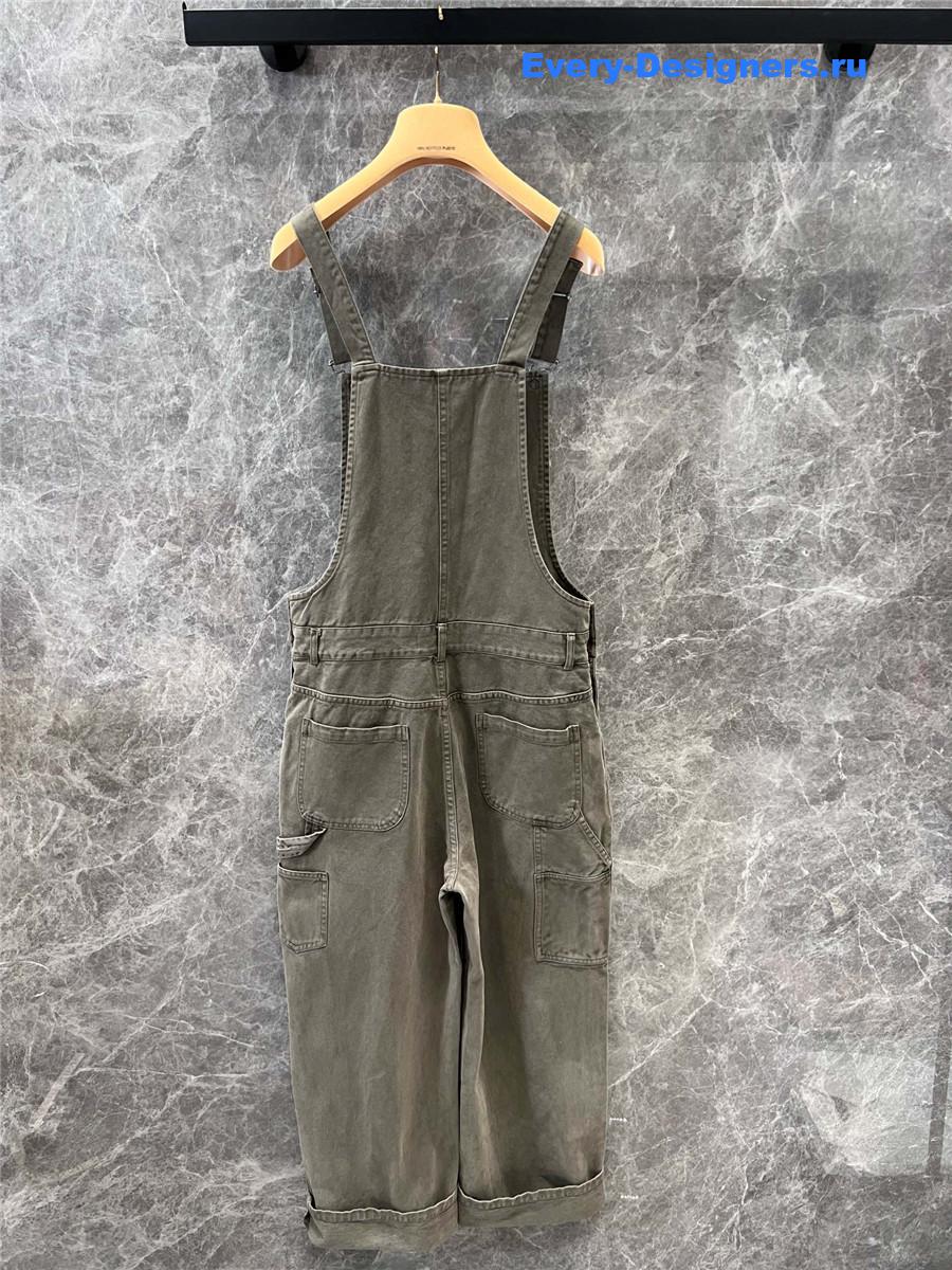 Miu Miu Army Green Washed Jumpsuit