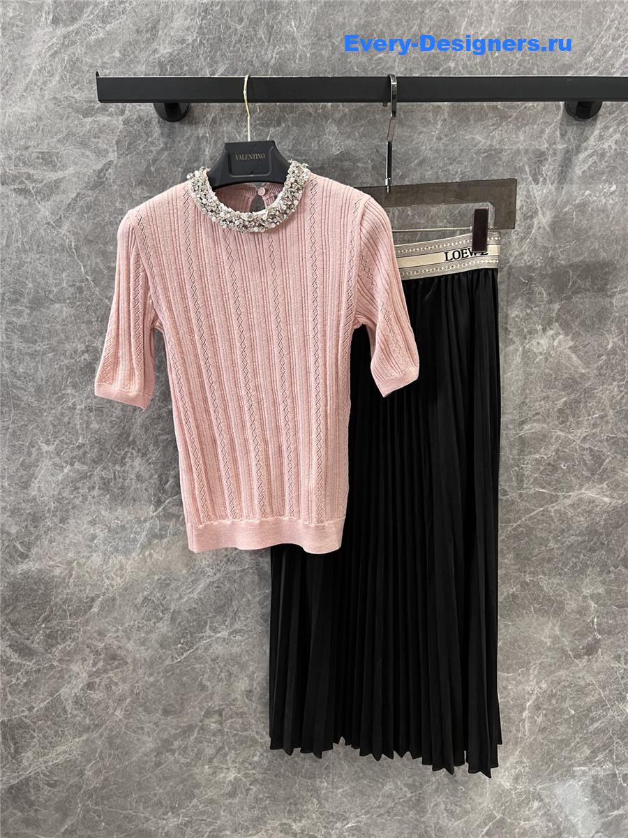 Va1e*ntin0 pink striped short-sleeve