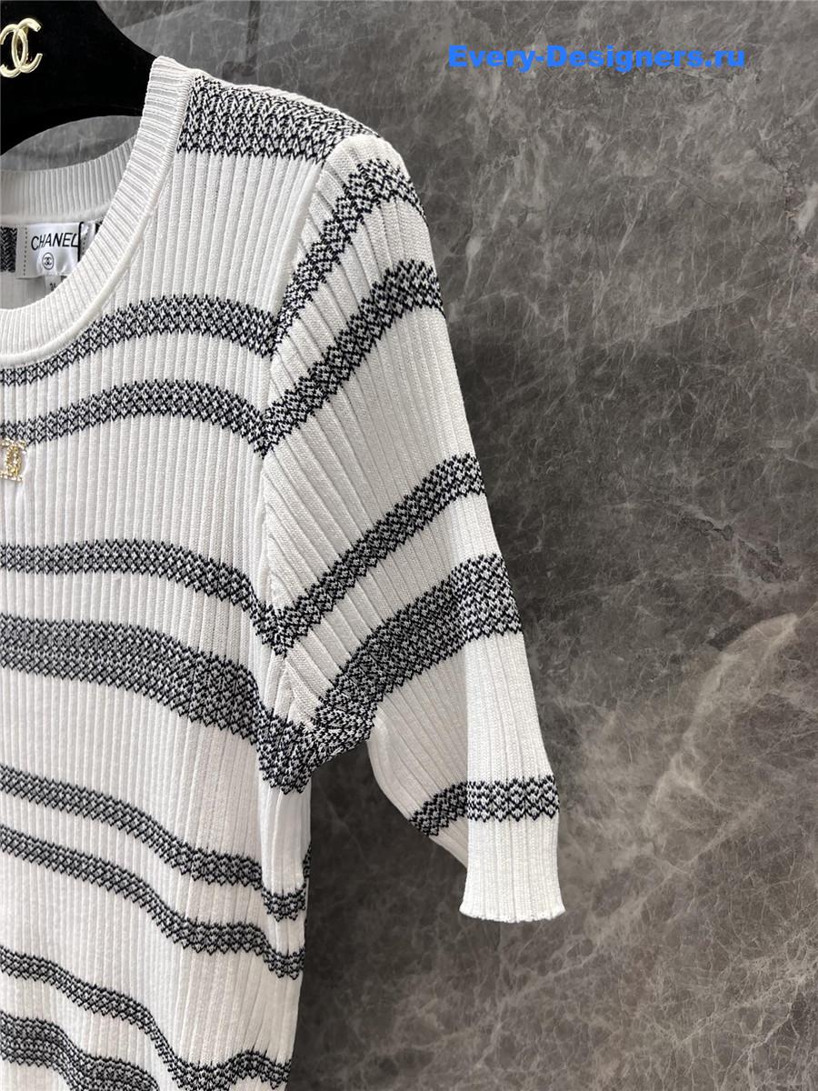 Ch**el striped knitted short-sleeved top