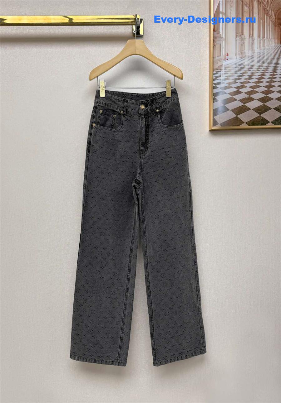 l0vis Vvtt0n grey logo denim wide leg jeans
