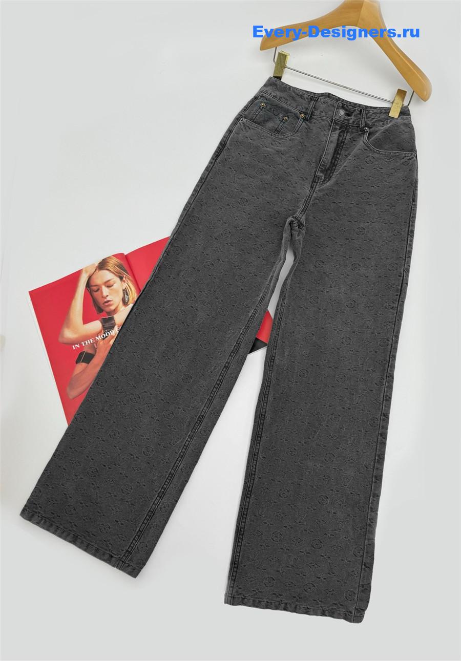 l0vis Vvtt0n grey logo denim wide leg jeans