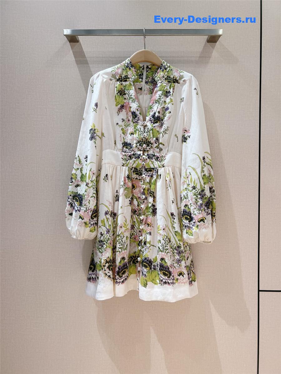 Zimm Halliday Plunge Linen Mini Dress