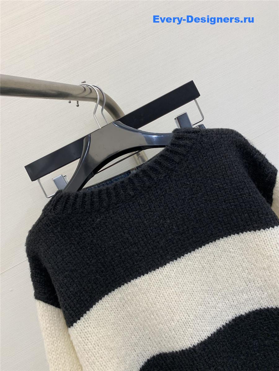 Ce1i*e stripe crew neck knit sweater