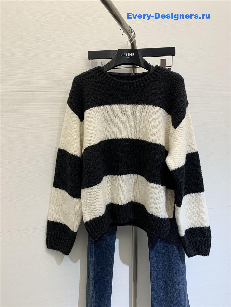 Ce1i*e stripe crew neck knit sweater