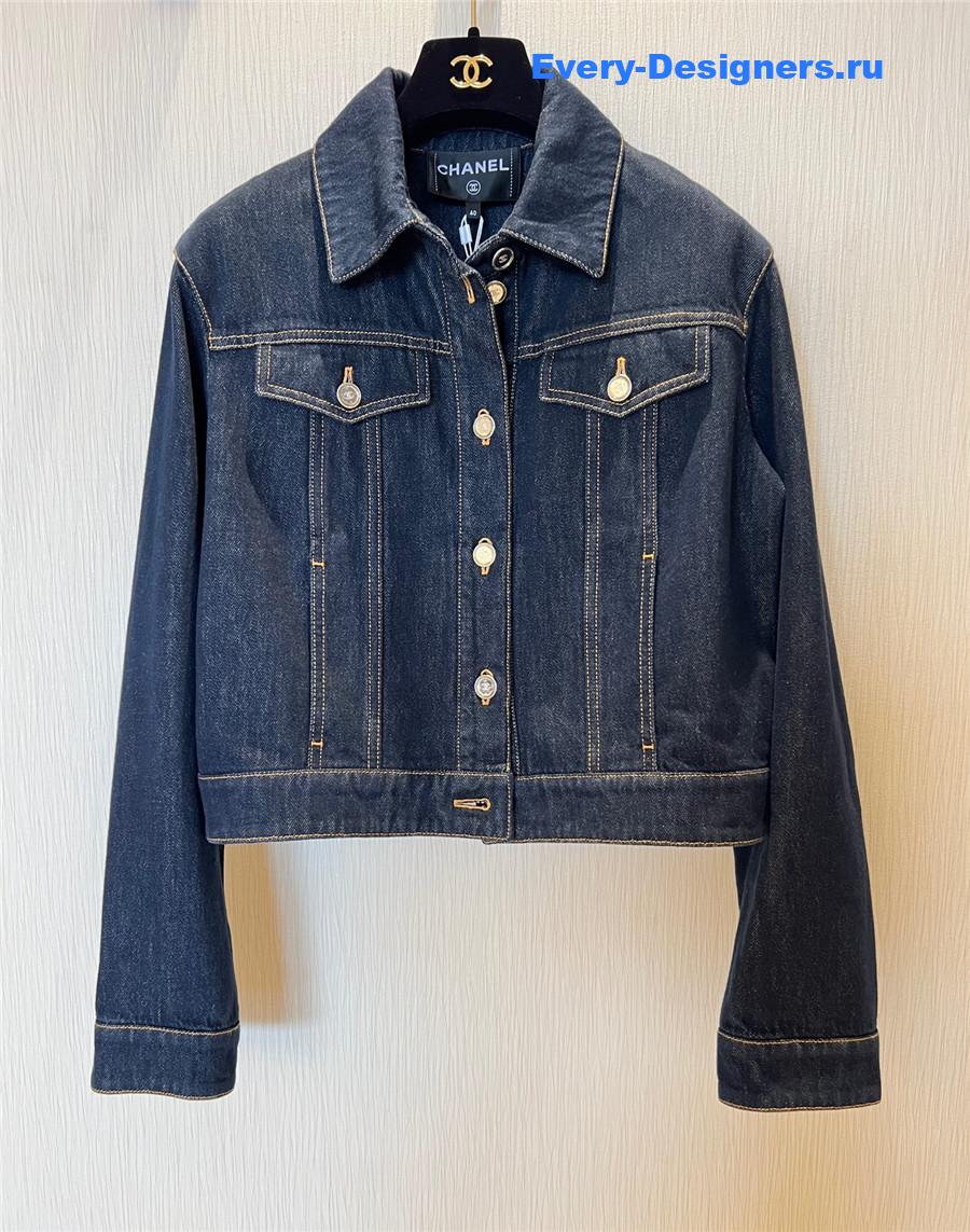 Ch**el dark blue washed denim jumpsuit set