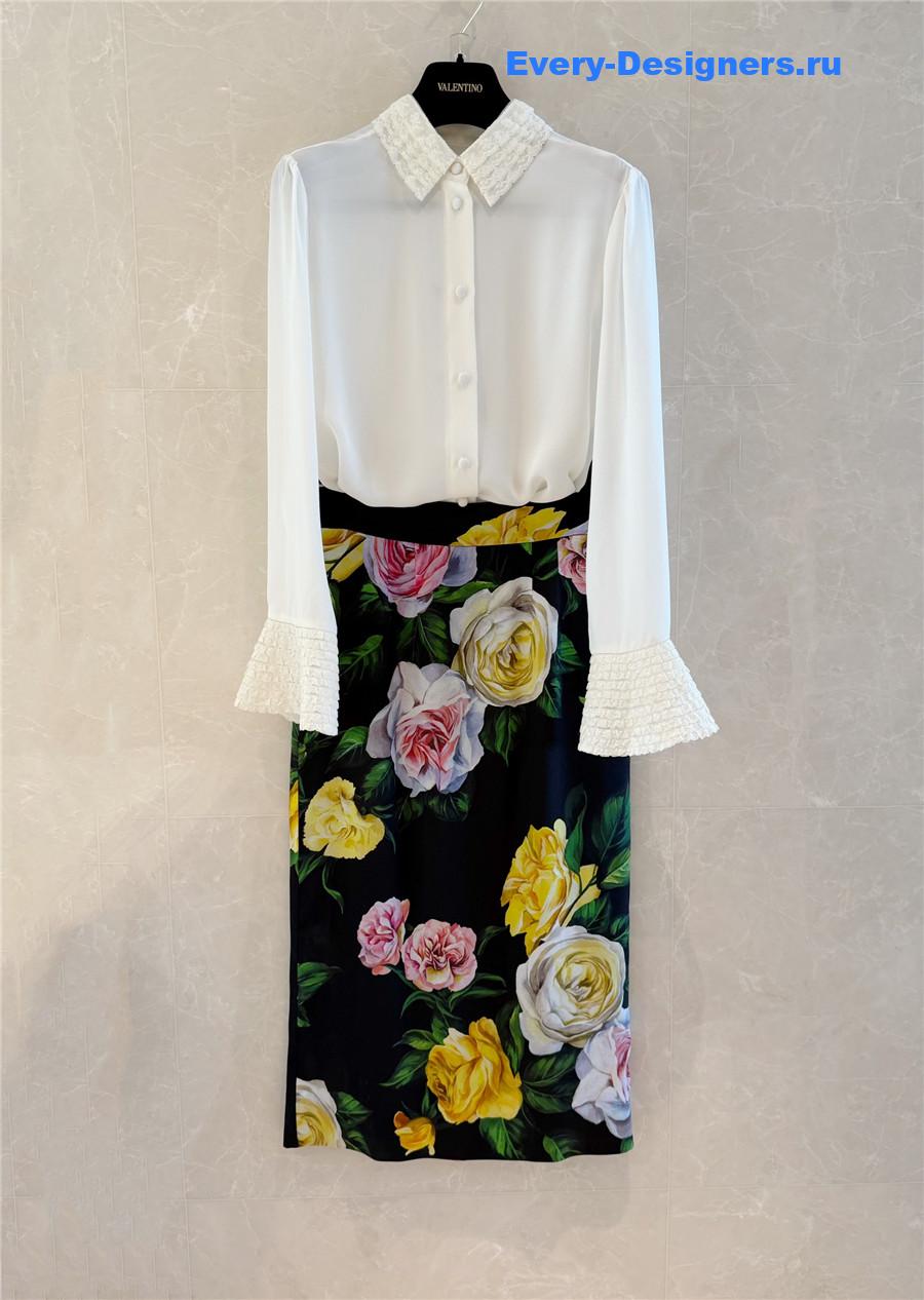 Dolce & Gabbana Floral Charmeuse Skirt