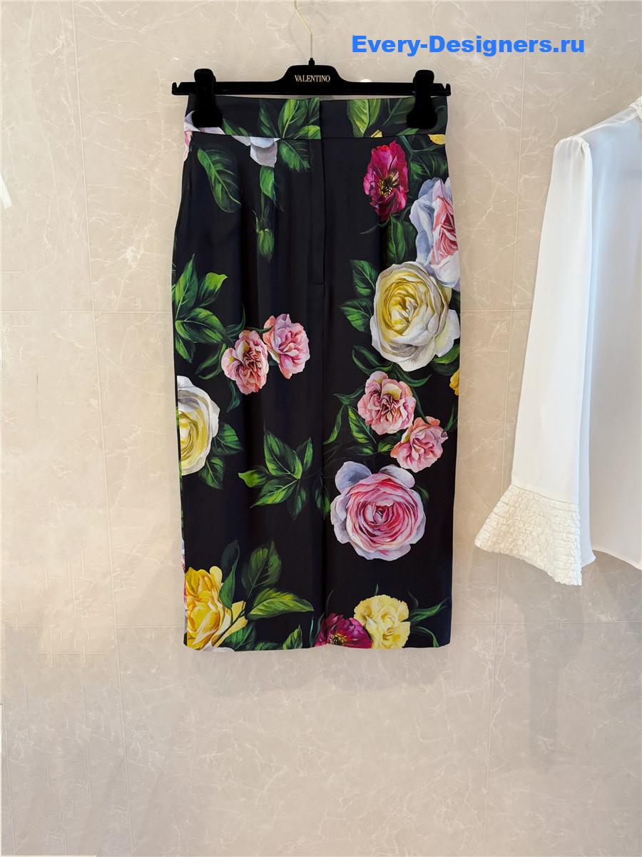 Dolce & Gabbana Floral Charmeuse Skirt