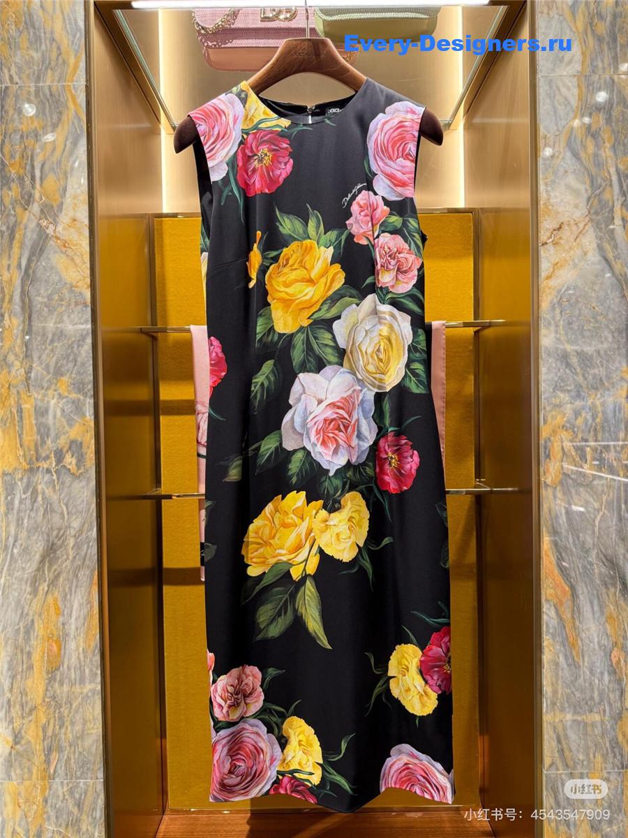 Dolce & Gabbana Peony Rose Midi Dress