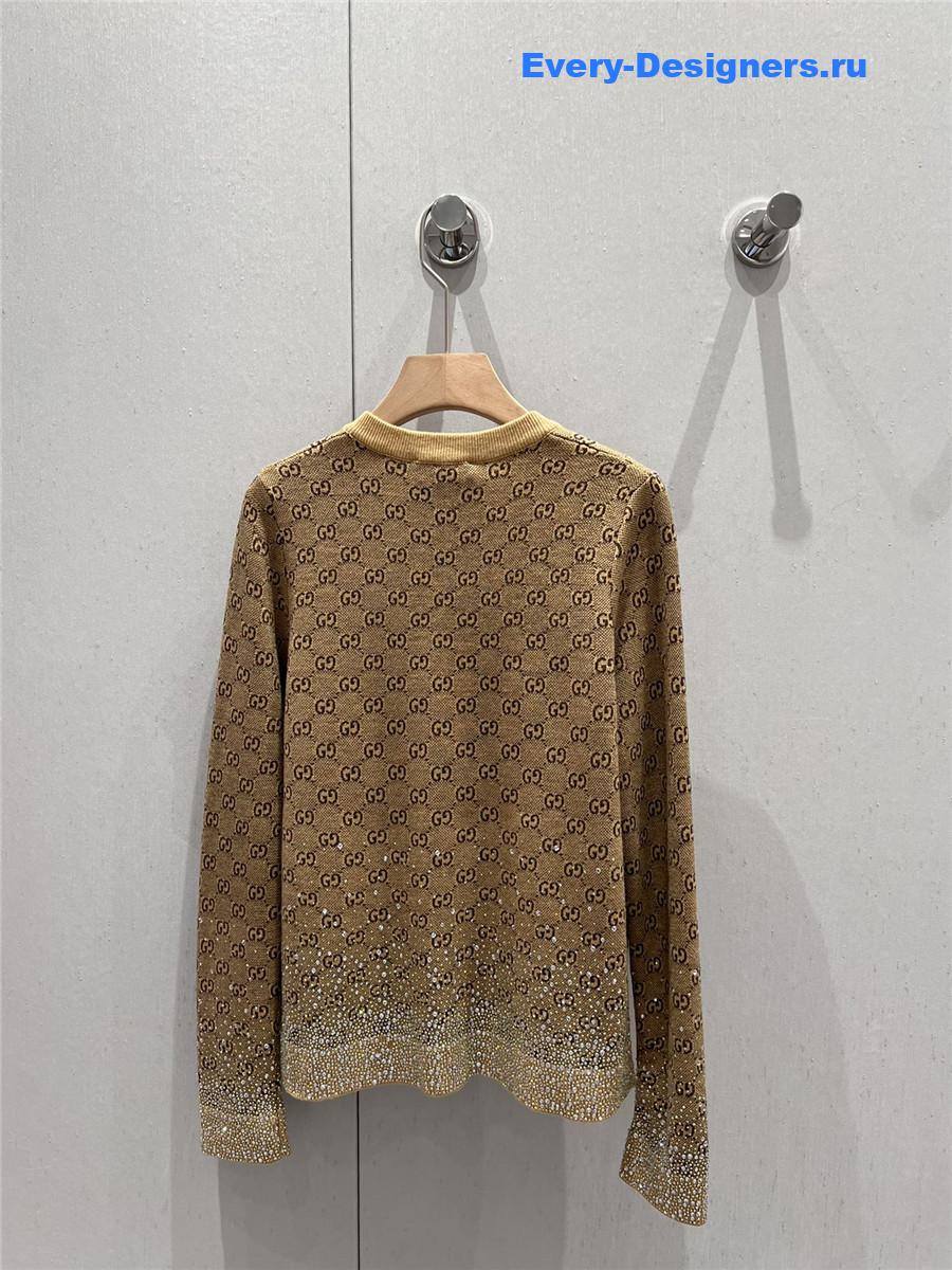 Gvc*1 gg letter rhinestone knitted cardigan
