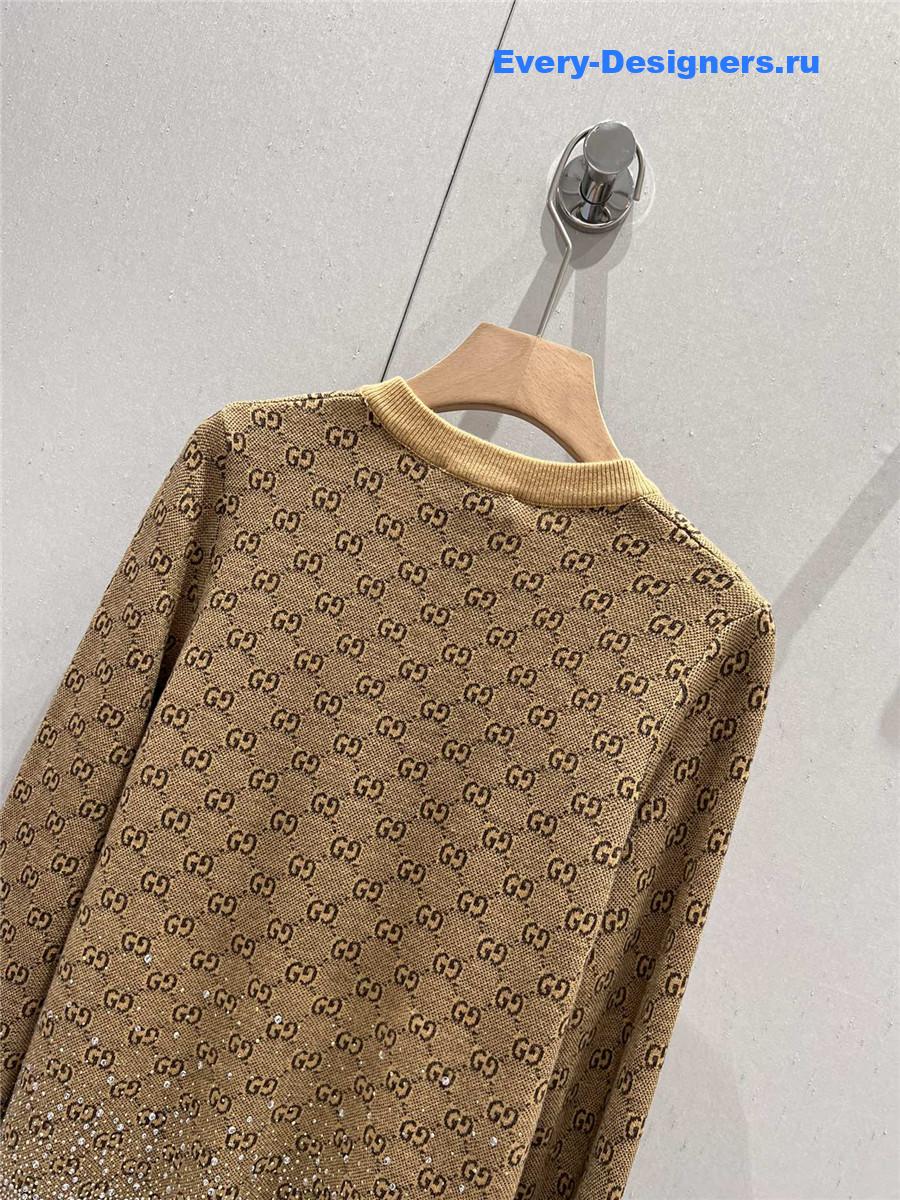 Gvc*1 gg letter rhinestone knitted cardigan