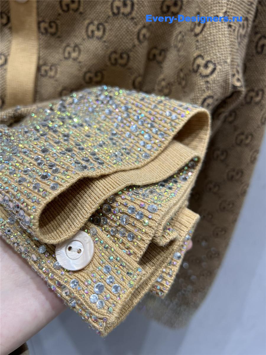 Gvc*1 gg letter rhinestone knitted cardigan