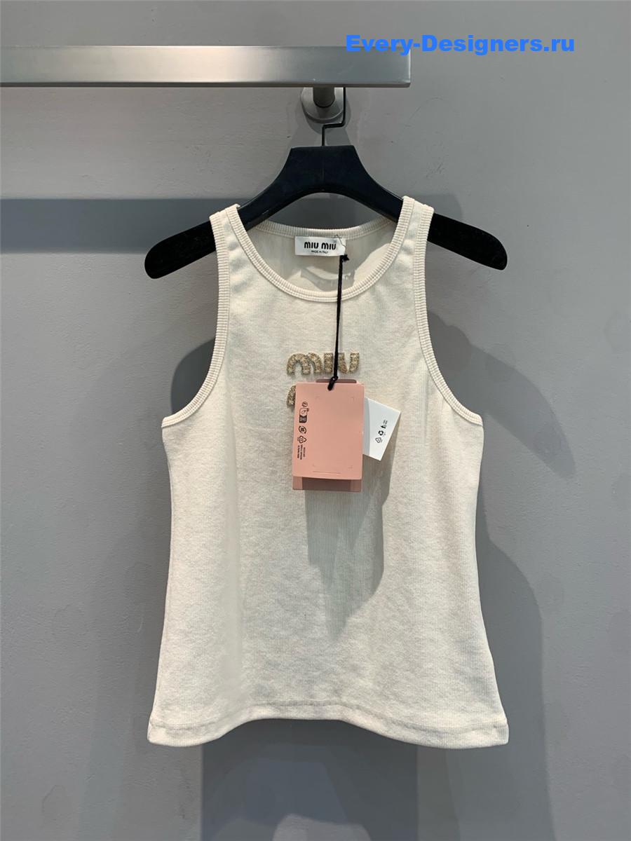 Miu Miu Rhinestone Beaded Lettering Vest