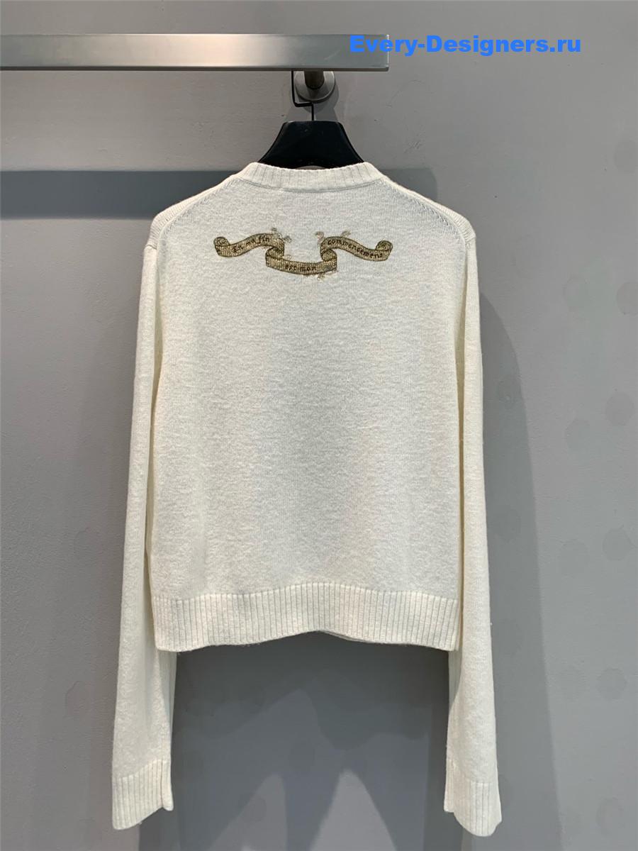 D10r star embroidered cashmere sweater in white