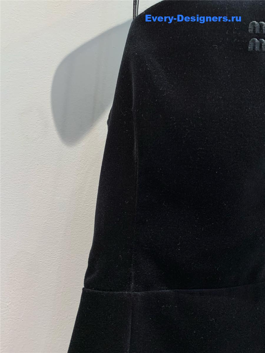 Miu Miu Velvet Mini Dress in Black