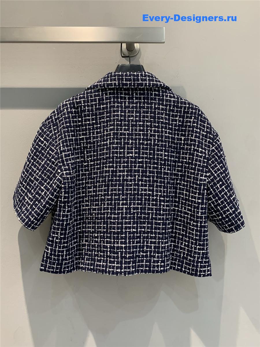 Miu Miu Checked Tweed Jacket Black