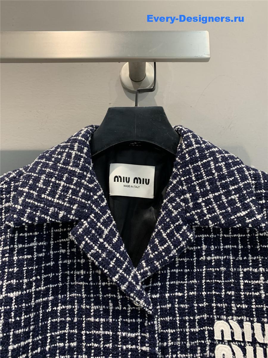 Miu Miu Checked Tweed Jacket Black