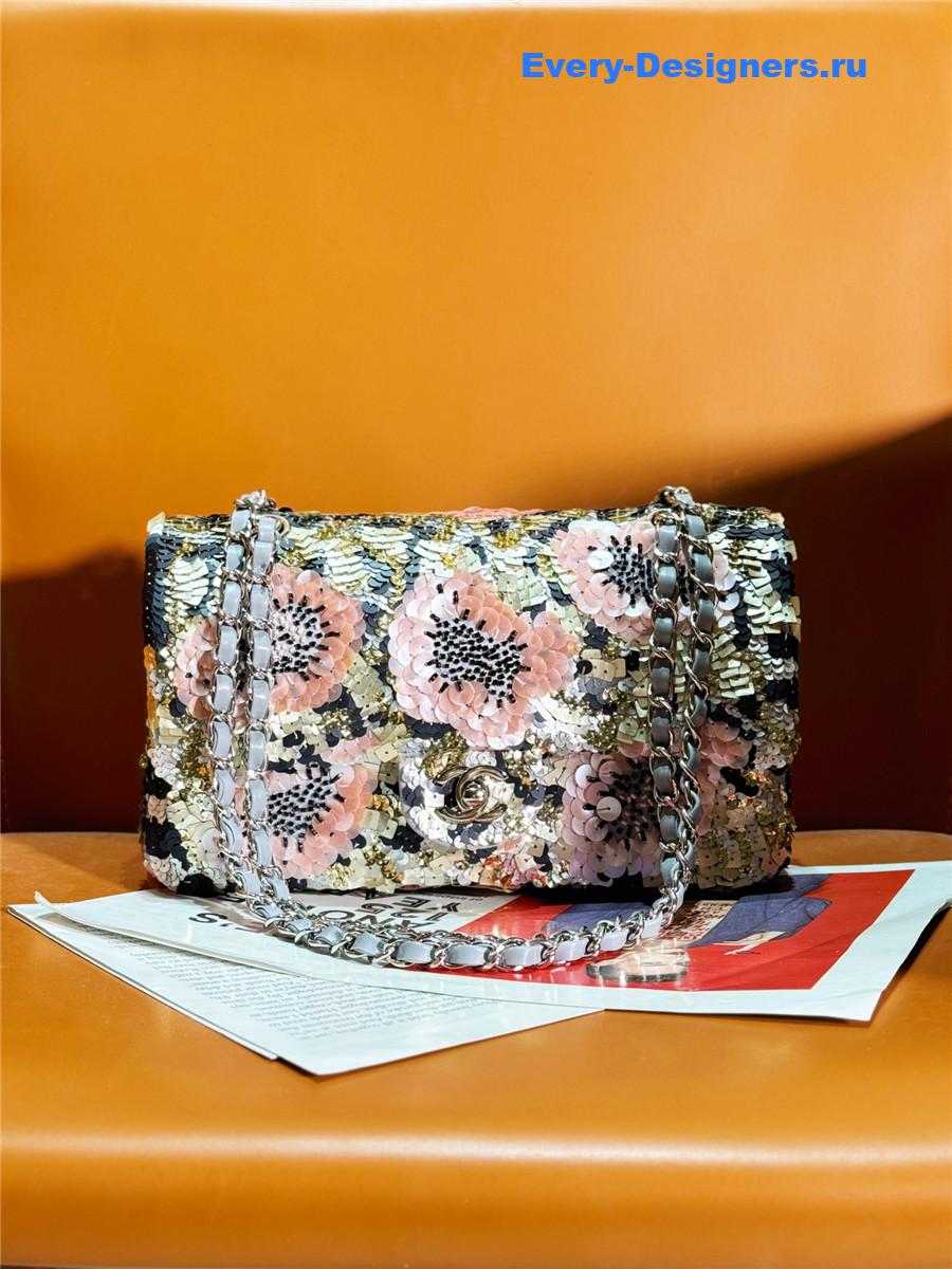Ch**el 25 sequin glass pearl cf flap bag