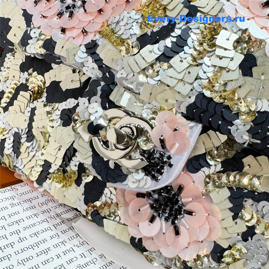 Ch**el 20 sequin glass pearl cf flap bag