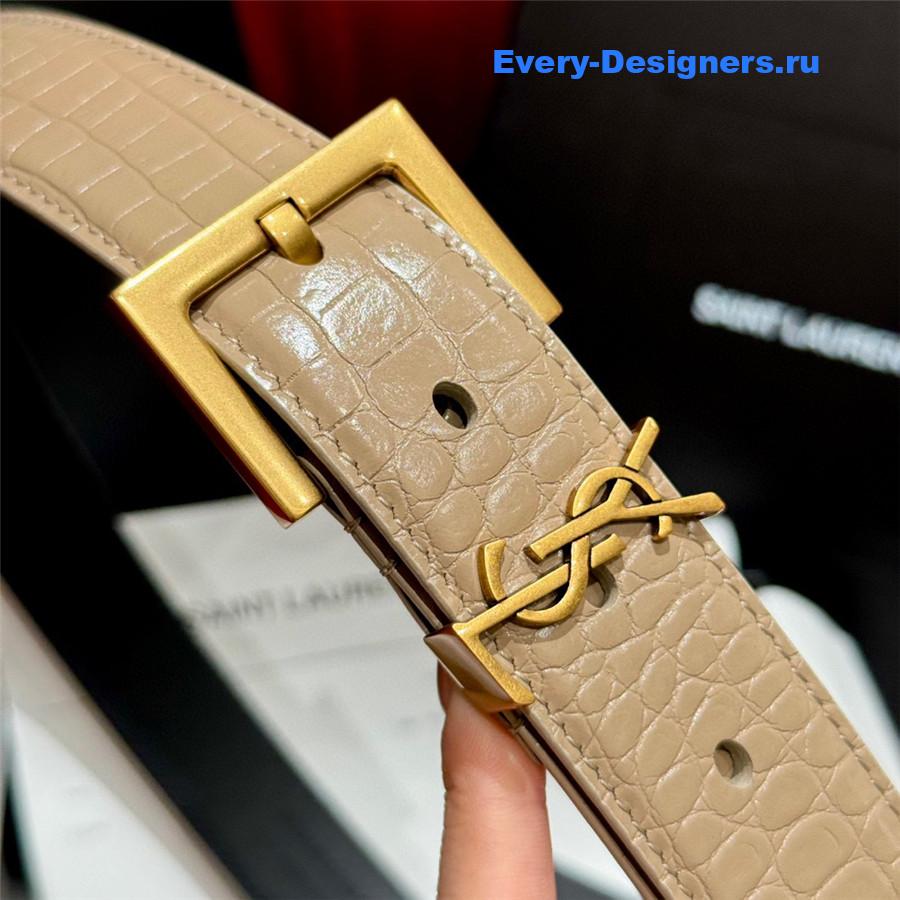 Sa1nt Lau*nt beige monogram belt
